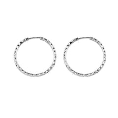 10K White Gold 24MM Dazzles Hoop Earrings