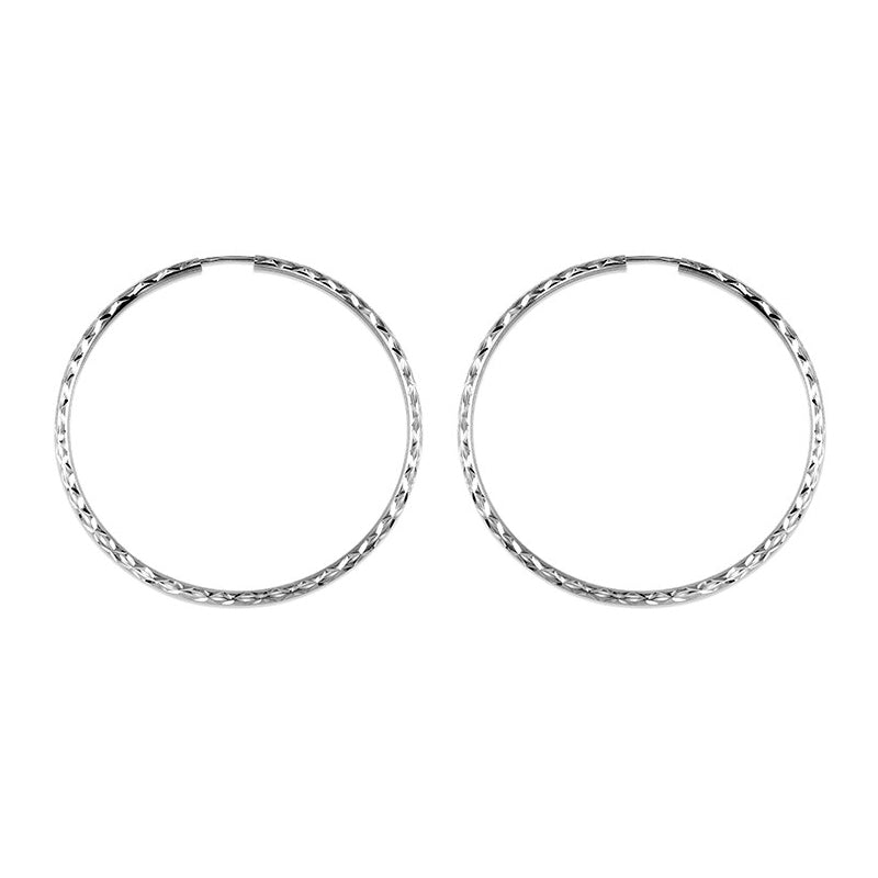 10K White Gold 35MM Dazzles Hoop Earring