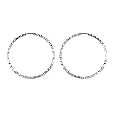 10K White Gold 35MM Dazzles Hoop Earring