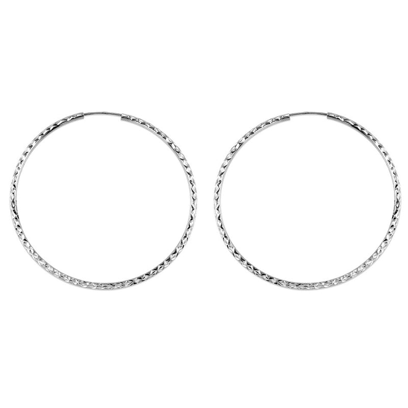 10K White Gold 45MM Dazzles Hoop Earring
