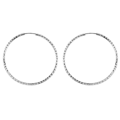10K White Gold 45MM Dazzles Hoop Earring