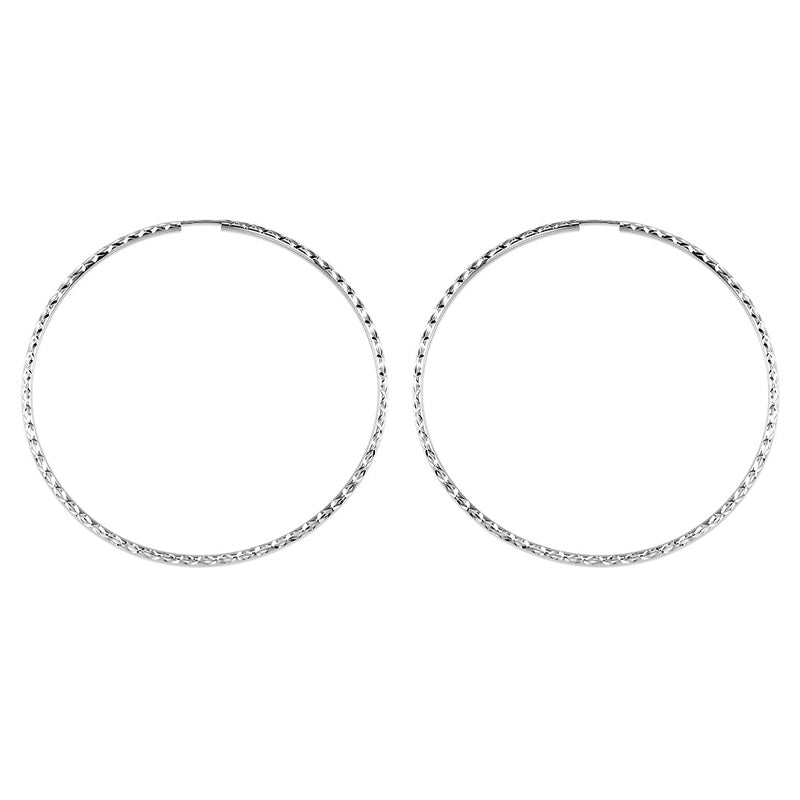 10K White Gold 55MM Dazzles Hoop Earrings