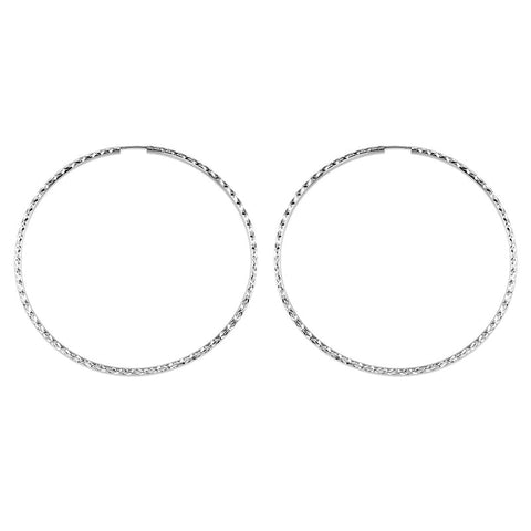 10K White Gold 55MM Dazzles Hoop Earrings