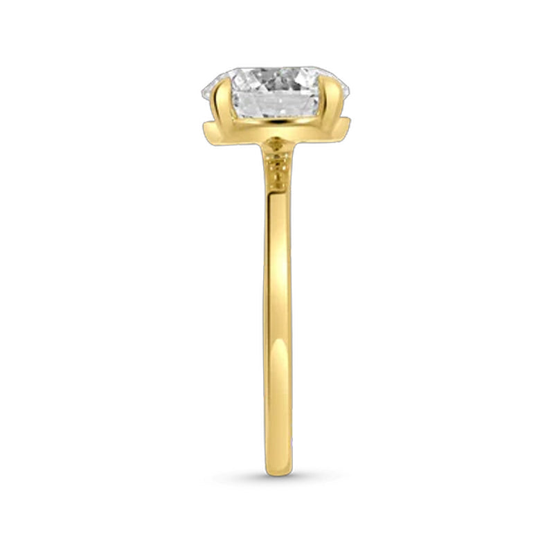 3.09 Carat Round Lab Grown Diamond Solitaire Ring in 14K Yellow Gold