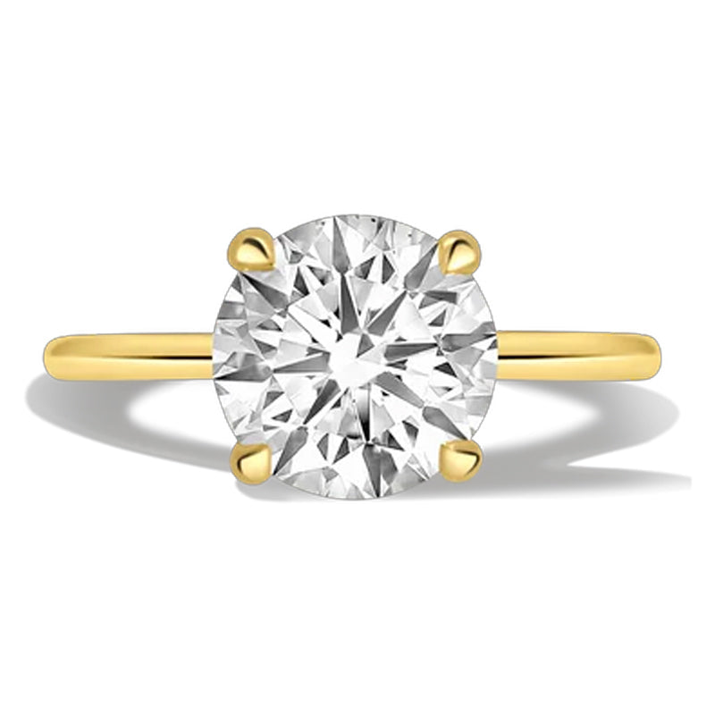 3.09 Carat Round Lab Grown Diamond Solitaire Ring in 14K Yellow Gold
