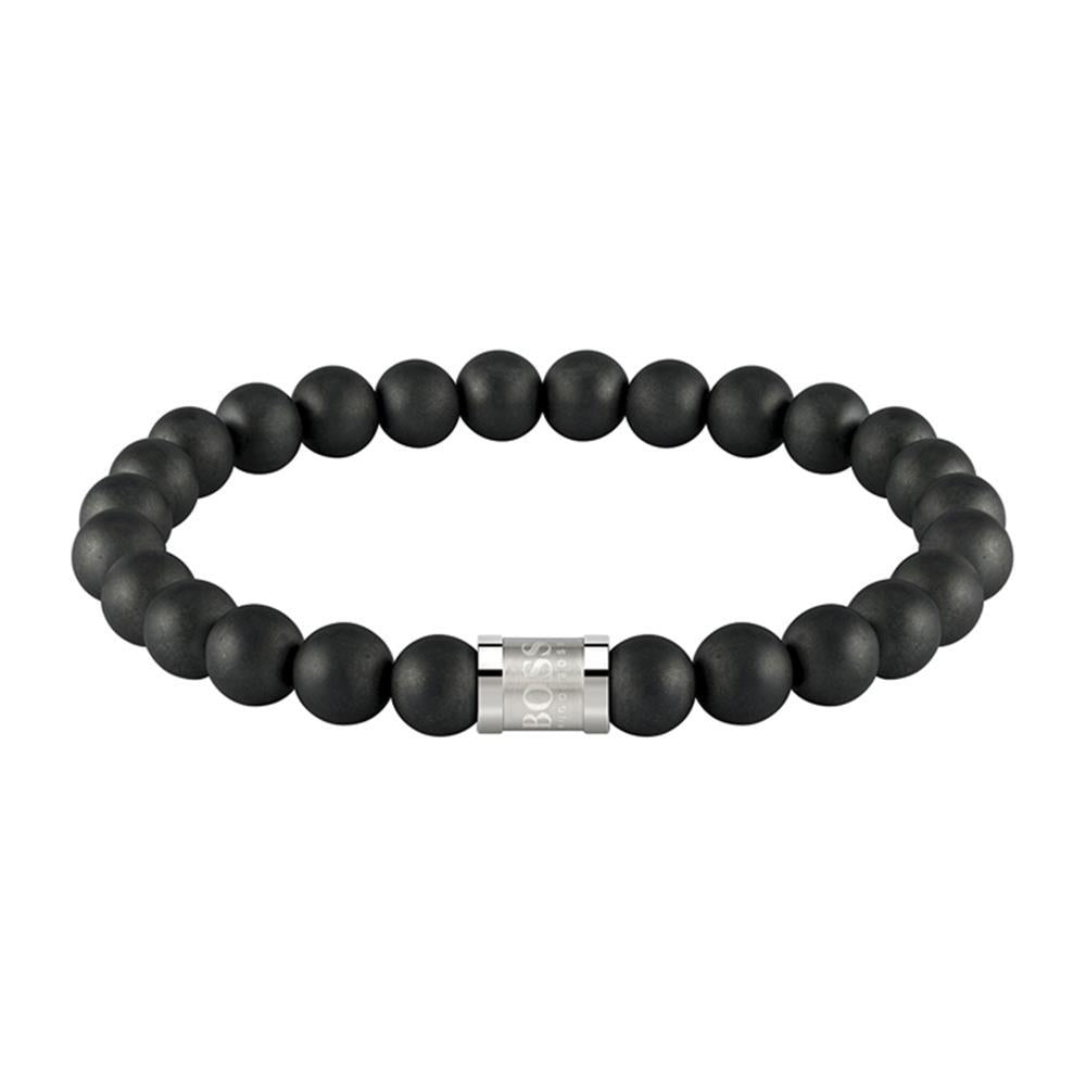 Hugo Boss Jewellery Men&#39;s Onyx Beads Bracelet 1580042M