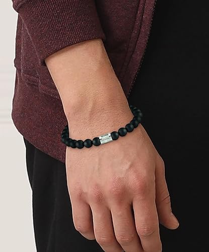 Hugo Boss Jewellery Men&#39;s Onyx Beads Bracelet 1580042M