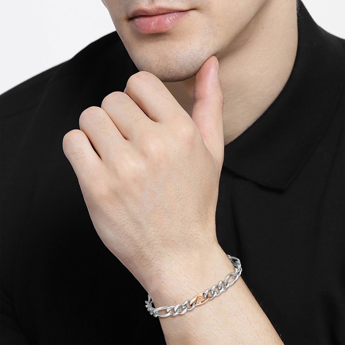 Hugo Boss Jewellery Mens Rian Logo Link Bracelet 1580613M