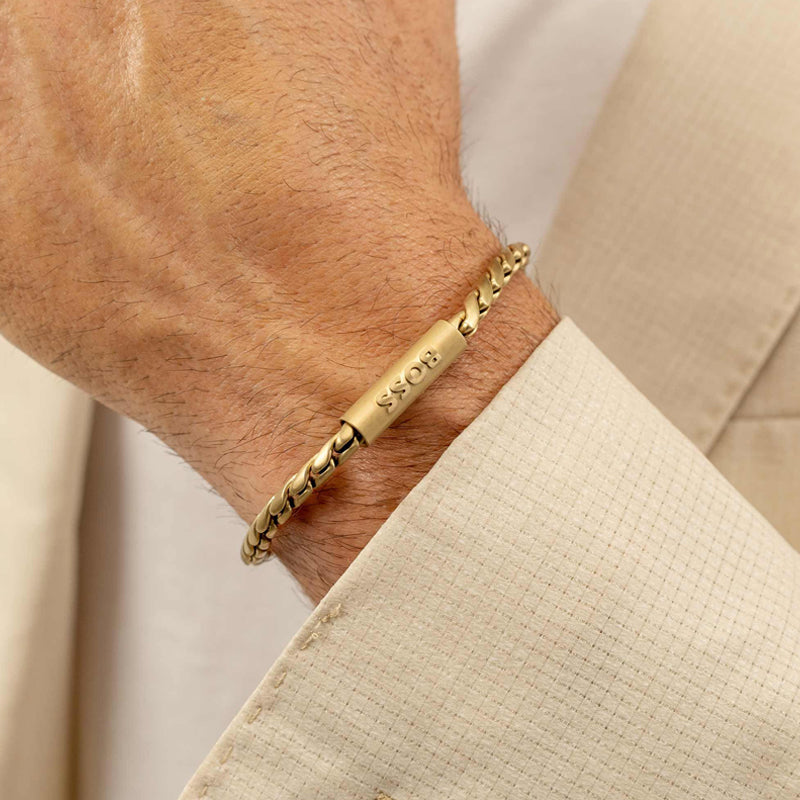 Hugo Boss Jewellery Men&#39;s Doran Bracelet in Gold-Plated Steel 1580696