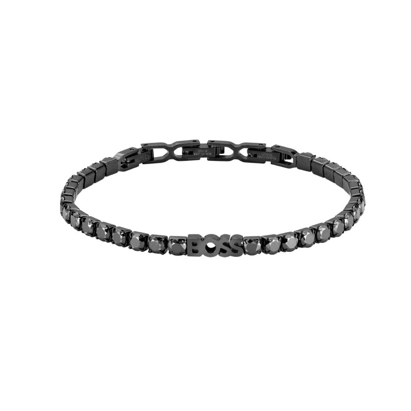 Hugo Boss Jewellery Men&#39;s Black Steel Tennis Bracelet 1580708