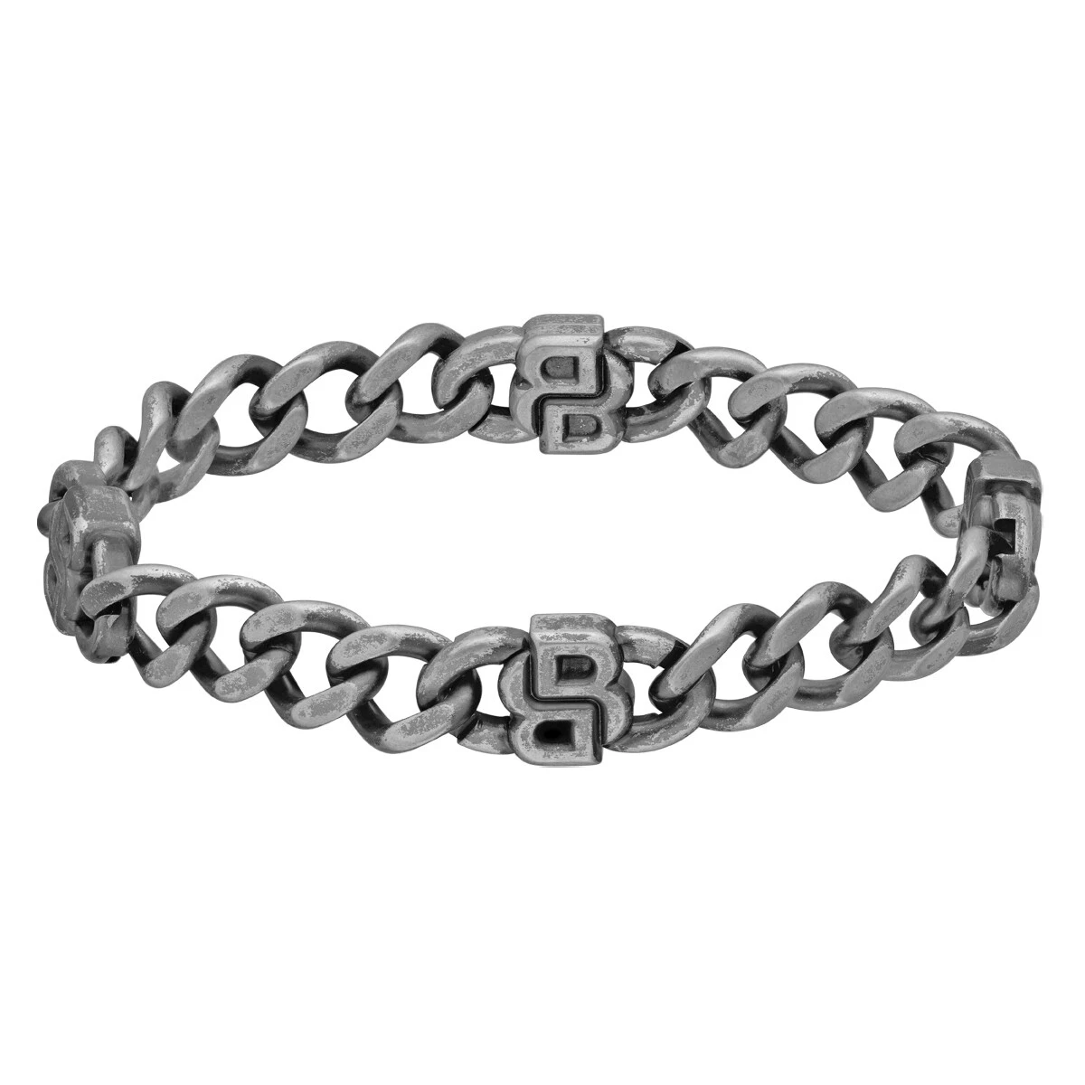 Hugo Boss Jewellery Men&#39;s Double B Black Stainless Steel Link Bracelet 1580742M