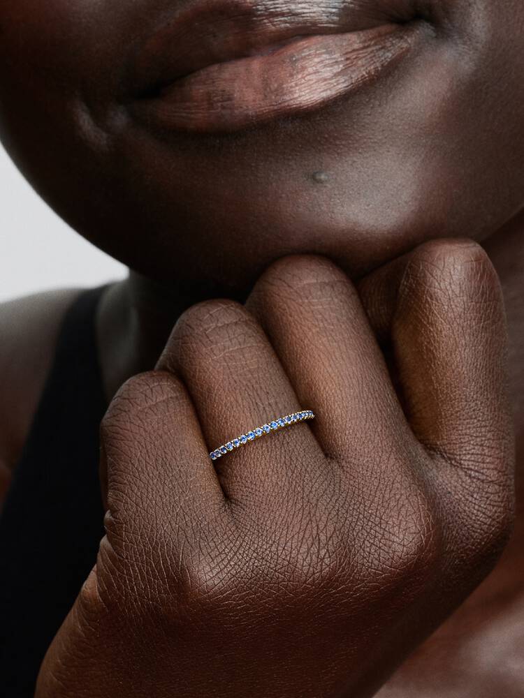 Pandora Sparkling Blue Half-Eternity Band Ring