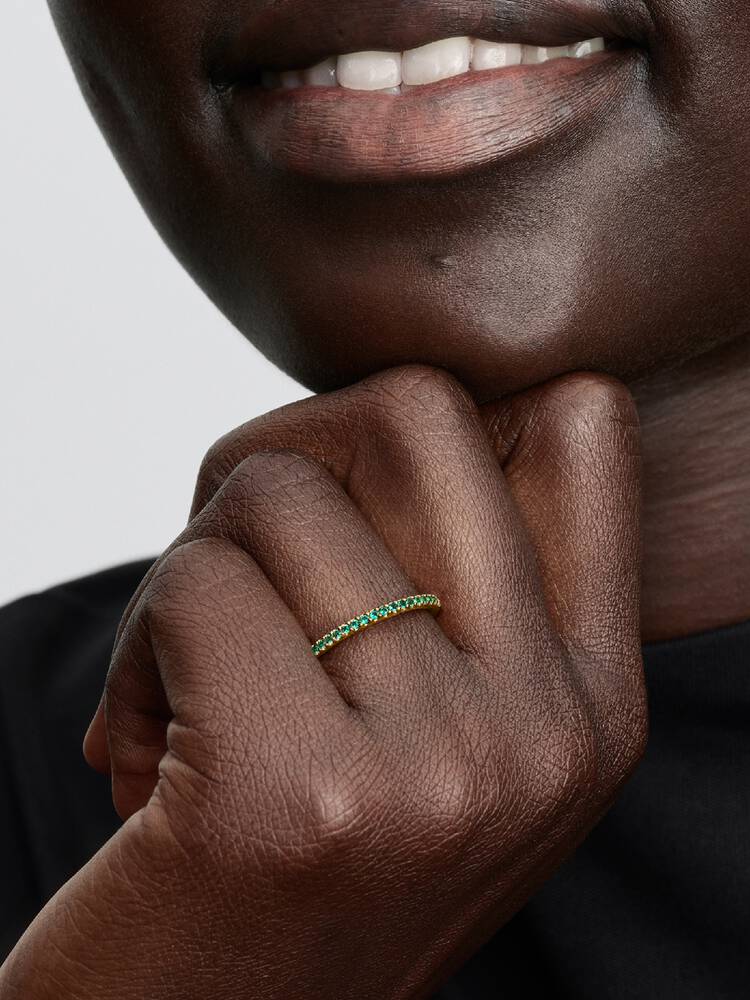 Pandora Sparkling Green Half-Eternity Band Ring