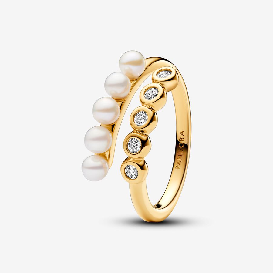 Pandora Treated Freshwater Cultured Pearls &amp; Stones Open Ring