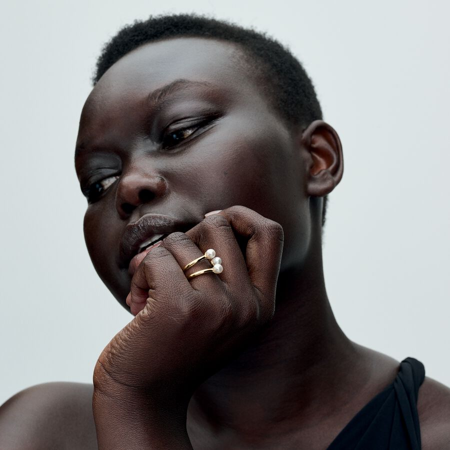 Pandora Treated Freshwater Cultured Pearl Open Ring