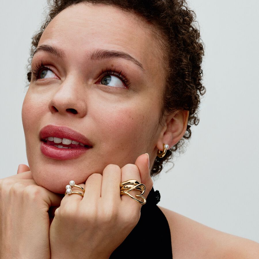 Pandora Treated Freshwater Cultured Pearl Open Ring