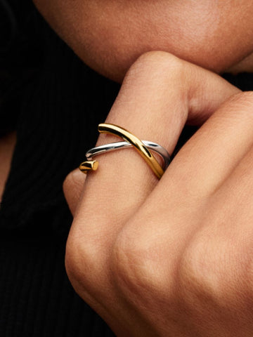 Pandora Organically Shaped Two-tone Double Ring
