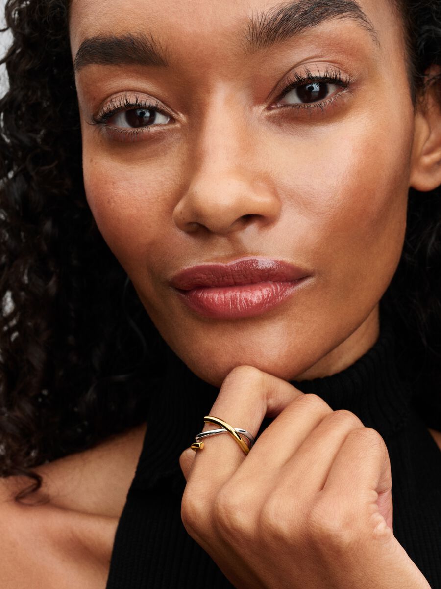 Pandora Organically Shaped Two-tone Double Ring