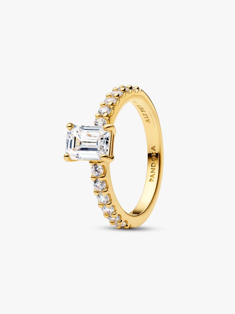 Pandora Rectangular Sparkling Halo Ring