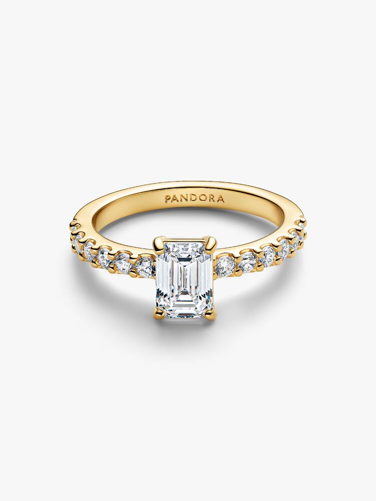 Pandora Rectangular Sparkling Halo Ring