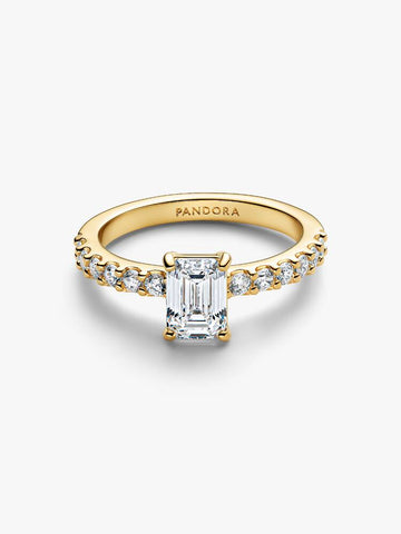Pandora Rectangular Sparkling Halo Ring