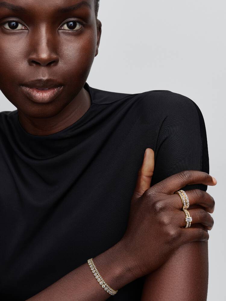 Pandora Rectangular Sparkling Halo Ring