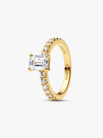 Pandora Rectangular Sparkling Halo Ring