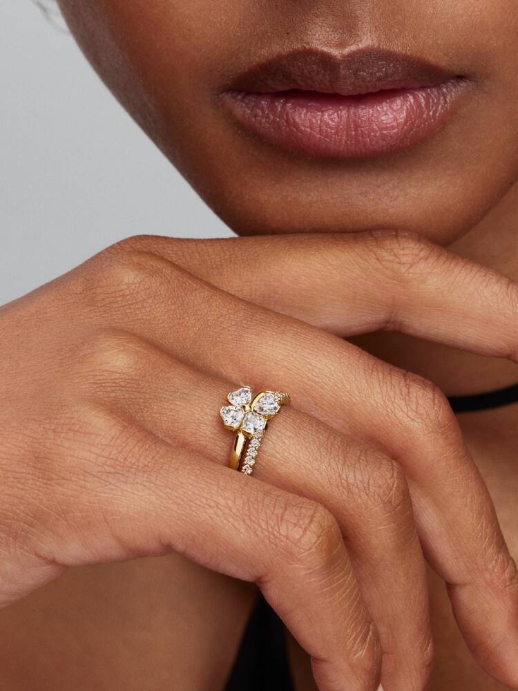 Pandora Sparkling Lucky Clover Splittable Ring