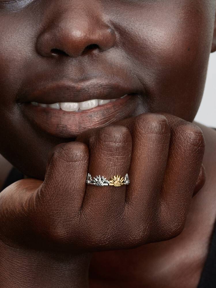 Pandora Sunflower Two-Tone Band Ring