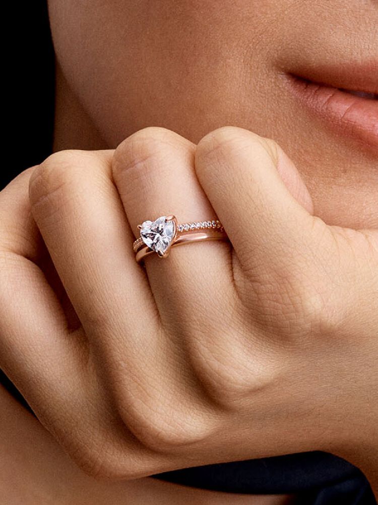 Pandora Double Band Heart Ring