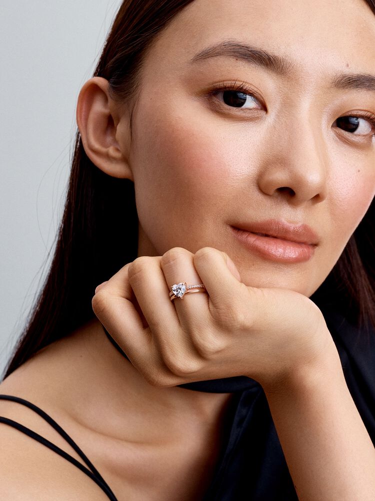 Pandora Double Band Heart Ring
