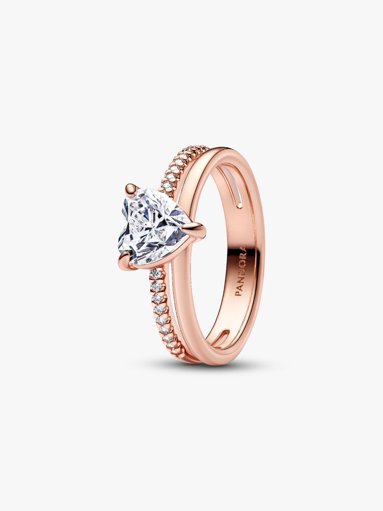 Pandora Double Band Heart Ring
