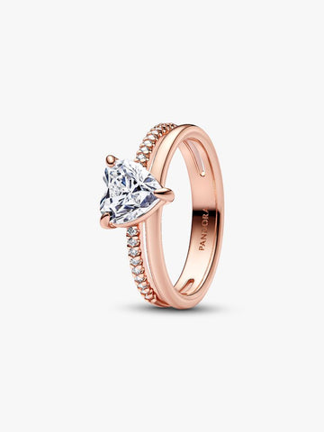 Pandora Double Band Heart Ring