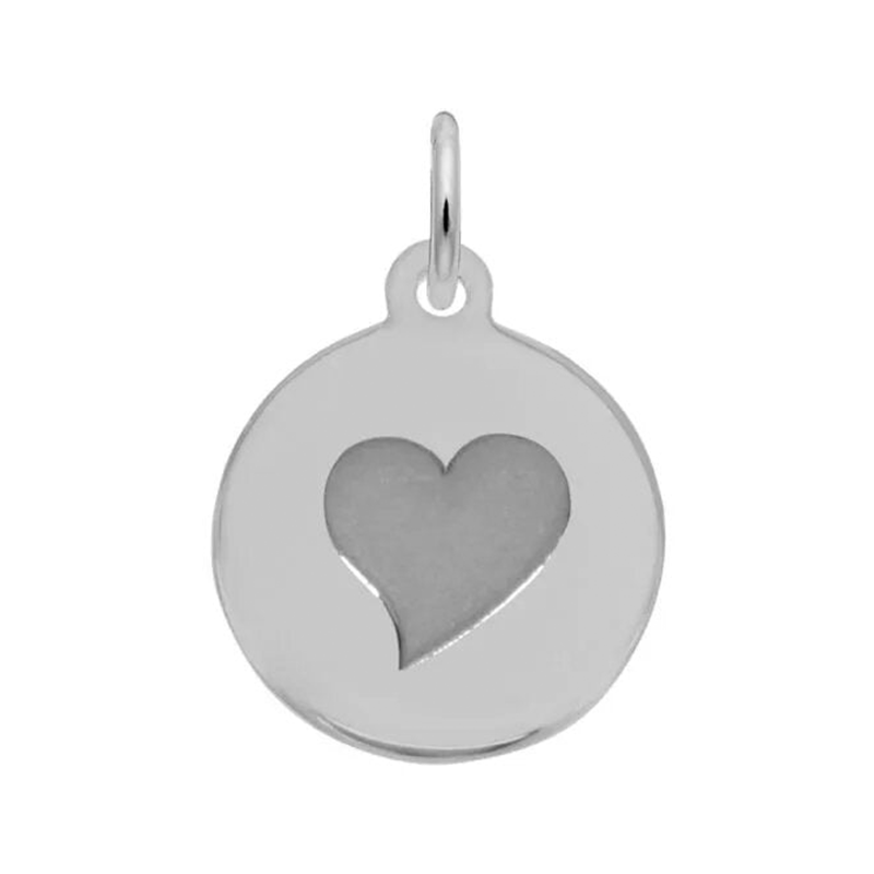 Sterling Silver Initial Disc Charm-Heart