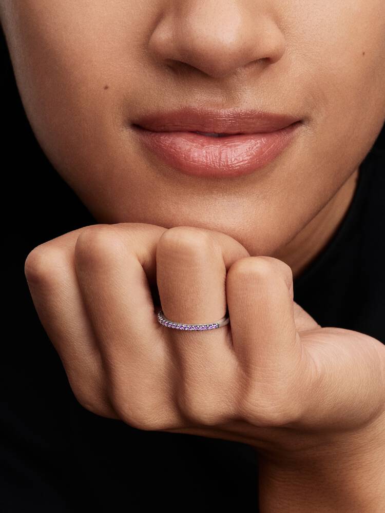 Pandora Sparkling Purple Half-Eternity Band Ring