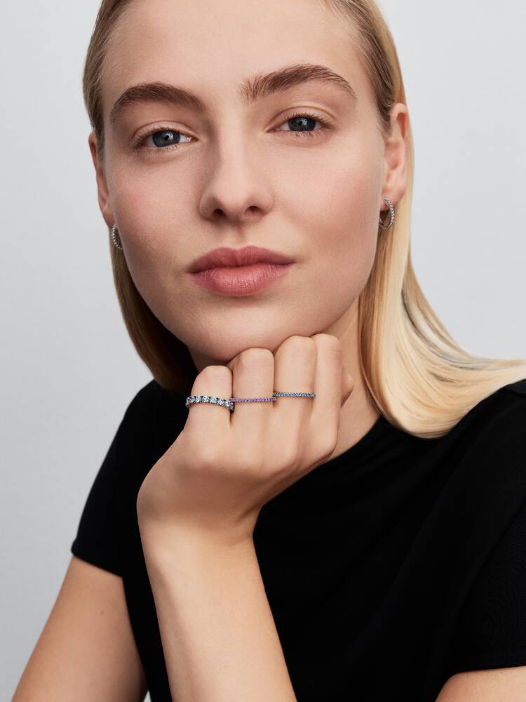 Pandora Sparkling Purple Half-Eternity Band Ring