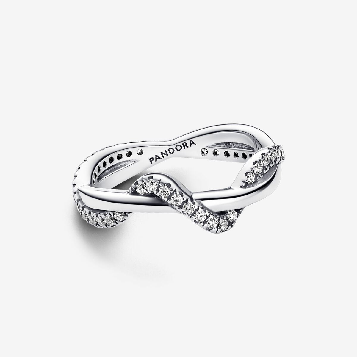 Pandora Sparkling Intertwined Wave Ring