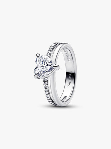 Pandora Double Band Sterling Silver Heart Ring