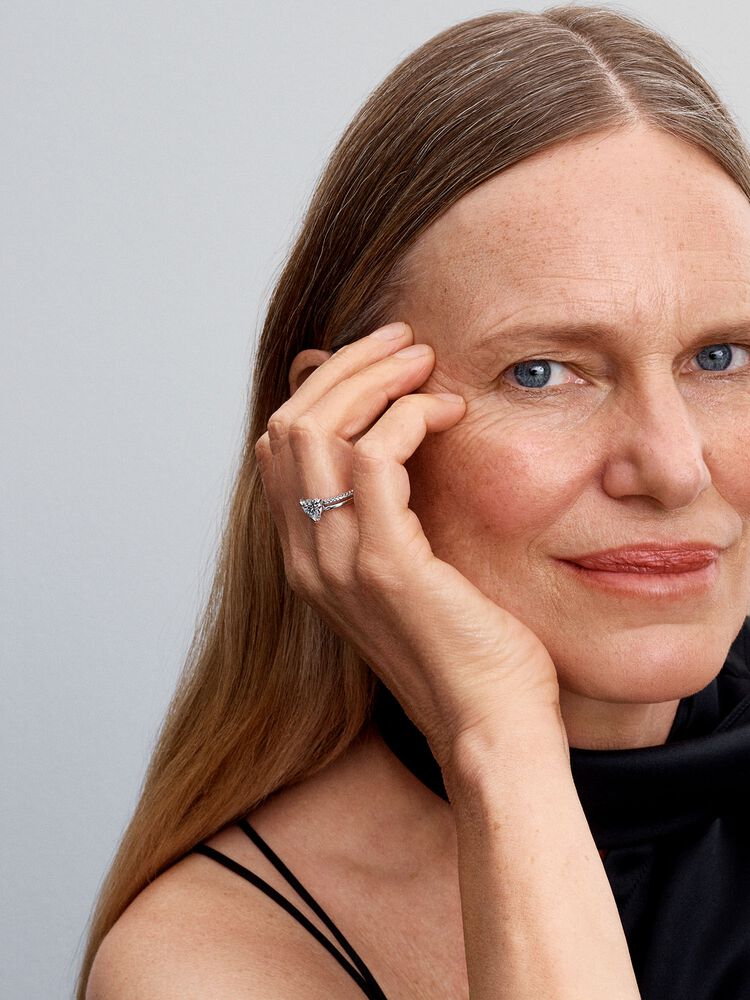 Pandora Double Band Sterling Silver Heart Ring