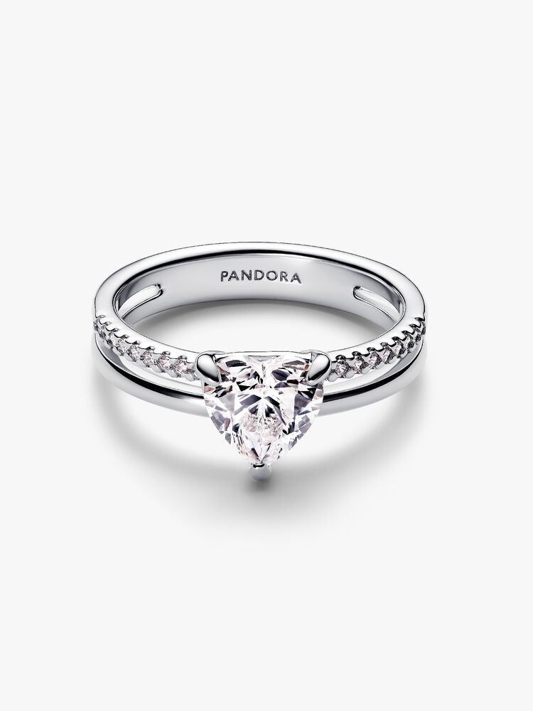 Pandora Double Band Sterling Silver Heart Ring