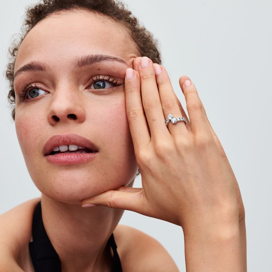 Pandora Sparkling Overlapping Band Ring