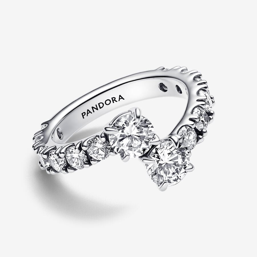 Pandora Sparkling Overlapping Band Ring