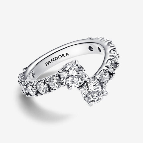 Pandora Sparkling Overlapping Band Ring