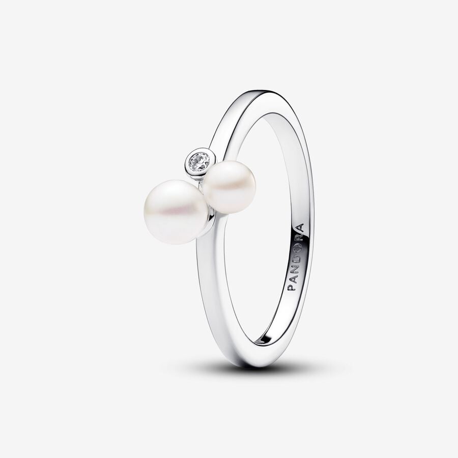 Pandora Duo Treated Freshwater Cultured Pearls Silver Ring