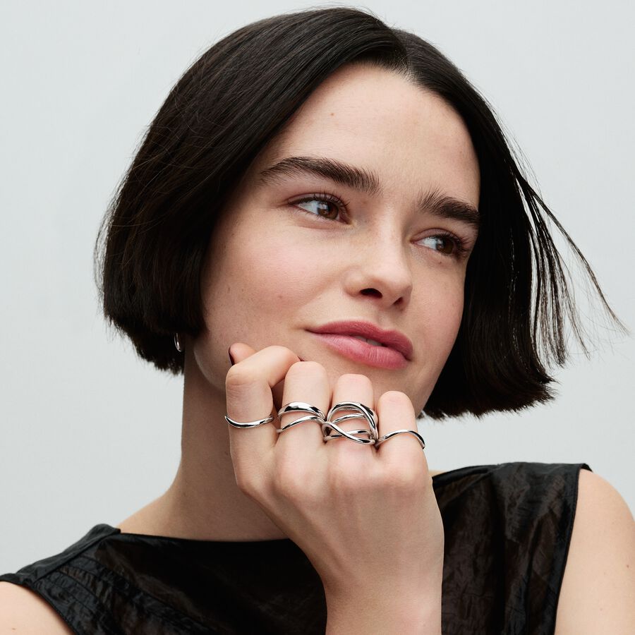 Pandora Organically Shaped Silver Stacking Rings