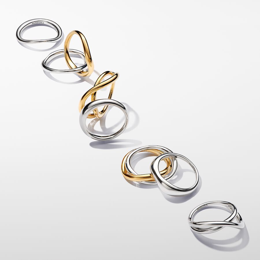 Pandora Organically Shaped Silver Stacking Rings