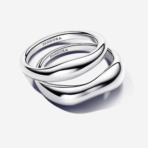 Pandora Organically Shaped Silver Stacking Rings