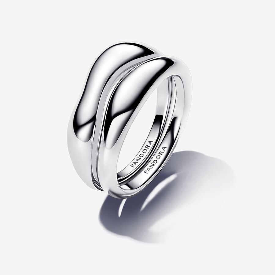 Pandora Organically Shaped Silver Stacking Rings