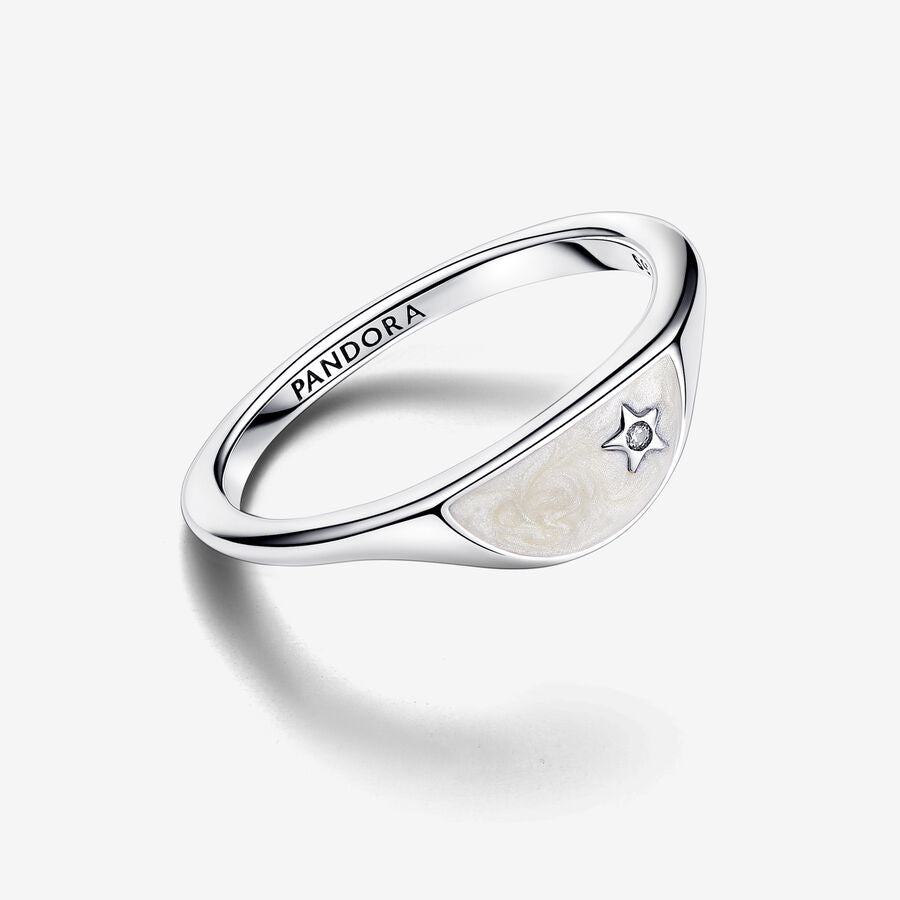 Pandora ME Halved Enamel Signet Silver Ring