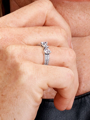 Pandora Sparkling Bow Double-row Ring